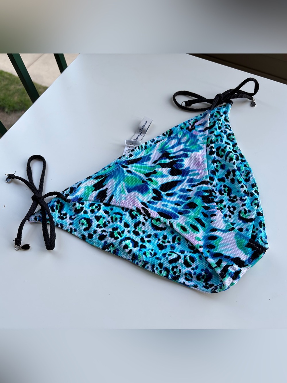 🆕🦋Tommy Bahama Reversible Bikini Bottoms S Island Cays BlueTropical LeopardPrint